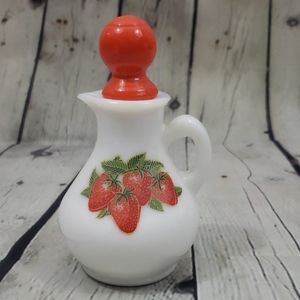 Vintage 70's Avon Strawberry & Cream Milk Glass